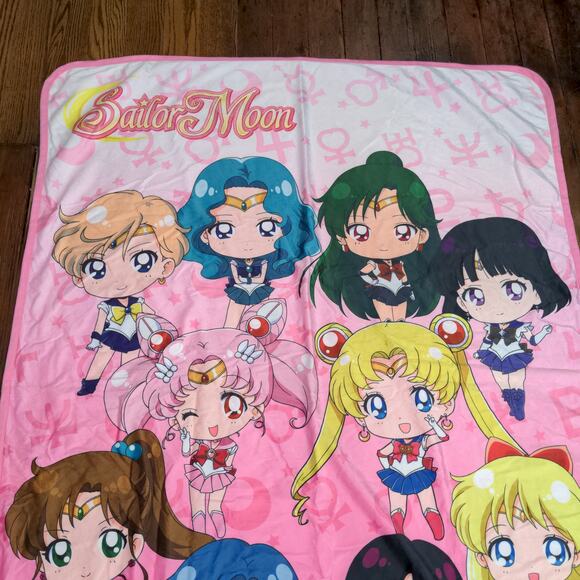 Toei Animation Sailor Moon Fleece Blanket Pink Size 58x45 Anime Chibi - Picture 3 of 8